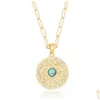 Pendentif Colliers 18K Or Lune Étoile Lion Evil Eye Collier Médaillon Ovale Lien Chian Collier Superposition Bijoux Pour Femmes Filles Drop De Dhboa