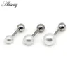 Stud Earrings 4/6/8mm Silver Color Stainless Steel Pearl Ball Screw Pierced Women Ear 2pcs