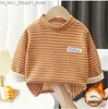 Strickjacke Fleece Dicke Sweatshirts Pullover Baby Jungen Mädchen Herbst Winter Warm Hoodie für Kinder Streifen Kinder Kleinkind Langarm Tops Q231206