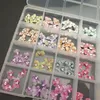 Nagelkonstdekorationer sida blomma 3d akrylblommor nagelkonst dekoration vinter färg avtagbar pom poms söt tecknad jul kawaii nagel charm 231205