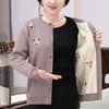 Women's Sweaters High Quality Cardigans XL4XL Plus Velvet Embroidery Knit Cardigan Jacket Slim Sweater Coat Thin Grandma Winter Clothing 231206