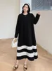 Vestidos casuais NYFS 2023 Autumn Korea Woman Dress Vestidos Robe Elbise Loose Plus Size Patchwork