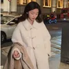 Women's Fur Winter Lamb Wool Coat For Women Imitation Plush Long Thickened Vintage Horn Button Autumn Warm Windbreaker