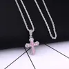Collier croix plein de diamants, pendentif en pierre blanche, tendance Hip Hop, chaîne en cristal polyvalente personnalisée, nouvelle collection