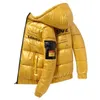 Herrenjacken 2023 Helles Leder Männer verdicken warme Winterjacke Casual Parka Outwear Herbst wasserdichter Stehkragen Kapuzenmantel Kleidung 231205