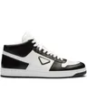 Luxury designer man Downtown High-top Triangle-logo sneaker Unisex street style plain leather sneakers mid cut lace up runner trainers Re-Nylon round toe dress