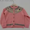 Cardigan bébé fille vêtements enfants cardigan 95% laine 5% cachemire filles pull tricoté veste à la main dessin animé lapin motif broderie manteau Q231206