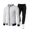 Mens Tracksuits 1 Set Men Tracksuit Stand Collar Zipper Jacket Drawstring Elastic Midje Jogger Pants Sports Wear Twopiece Autumn Winter Out 231206