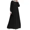 Robes décontractées modeste Abaya Ramadan Maxi Robe Robe solide fête plissée longue caftan musulman pour les femmes Hijab robes élégantes