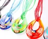 Pendant Necklaces Fashion Wholesale 6pcs Handmade Murano Lampwork Glass Mixed Colorful Big Drop Millefiori Pendants Charms