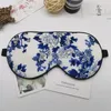 100% Silk Sleep Mask Porcelain Mönster Eyeshade Eye Cover Shading Masks Blindtboend Thicken Soft Sleeping Mask Travel Eyepatch