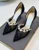 Mode Femmes Pompes Fête De Mariage Mariée Aurélie Sandales Chaussures Femmes Pompes À Bout Pointu Avec Embellissement De Perles Blanc Noir Dentelle Talons Hauts EU35-43 Avec Boîte