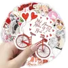 52pcs love wedding decorations sweet couple graffiti Waterproof PVC Stickers Pack For Fridge Car Suitcase Laptop Notebook Cup Phone Desk Bicycle Skateboard Case.