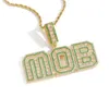 Hip Hop Diy Custom A-Z Letters Pendant Necklace Colorful T Zircon 18K Real Gold Plated Men smycken