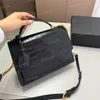 Echt lederen schoudertassen Luxe designer vintage crossbody tas voor dames Hoge kwaliteit koeienhuid vrouwelijke alligator messenger bag ketting Feminina