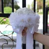 Wedding Flowers Pure White Artificial Rosette Lace Bouquets 2023 Rhinestone Pearls Bridal Bridesmaid Bouquet Accessories