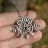 Colliers pendentifs Sigil d'Hécate Triple Lune Pentagramme Collier Gothique Wicca BijouxPendentif ColliersPendentif186m