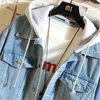 Jaquetas masculinas denim jaqueta homens com capuz casual homens jean jaquetas streetwear cor sólida turn down colarinho denim casacos homens jacktes chapéu destacável 231206