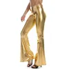 Kadınlar iki parçalı pantolon pantalon seksi en cuir pu metalise dökme femmes pantalon evase holografi brillant batile pour files taille 231206