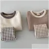 Clothing Sets Clothing Sets Infant Toddler Long Sleeve Clothes Set Baby Boy Girls Cotton Casual Sweatshirt Plaid Leggings 2Pcs Solid C Dhrzy