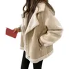 Women's Wool Blends Fashionable 2023 Loose Blend Fur Coat Short Motorcycle Jacket Women 231206