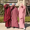 Abbigliamento etnico 2 pezzi Overhead Hijab Women Preghiera musulmana Capo Ramadan Eid Abito set khimar modesto servizio di culto arabo islamico