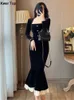 Women's Jackets Vintage Bodycon Velvet Mermaid Party Dresse Elegant Lace Patchwork Evening Prom Vestidos Female Autumn Winter Clothes 231205