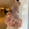 الكشكشة الوردي المتربة فساتين كوكتيل قصيرة مصغرة فستان حفلة موسيقية الديكور