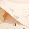 Chains S925 Sterling Silver Pistachio Necklace Light Luxury Small Forest Series Green Zircon Pendant Tassel Collar Chain