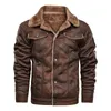 Men's Jackets Men Winter Windproof Fleece Warm Motor Biker Lapel Leather Jacket Outdoors Casual Fashion Male Coat 4XL