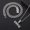 Chaînes D Z Lettre Savage Pendentif 3 Pièce 13mm Strass Miami Chaîne Cubaine Hiphop Glacé Bling Colliers Bijoux De Mode Homme Cadeau