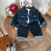 Set di abbigliamento 1-8 anni Bambini Ragazzi Giacche di jeans Pantaloni jeans larghi 2 pezzi Primavera Autunno Casual Cappotti a maniche lunghe Vestiti per bambini