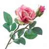 Fleurs décoratives Pivoines artificielles Rose rétro Roses en soie réalistes Longueur tige 47CM Branche pour la décoration de mariage à la maison Faux décor de fleurs