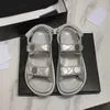 Dad Sandals Daddy Slides Grandad Sandals Genuine Leather Quilted Buckle Caviar Luxury Chain Gold Women Slippers Crystal Calf Platform Summer Beach Slipper With Box