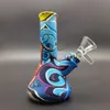 4.7 inch Smoking Water Pipe Bong Bubbler Printed Silicone Hookah Shisha + Glass Bowl