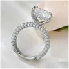 Anéis de casamento Valioso Topázio Anel de Diamante 100% Real 925 Sterling Sier Party Anéis de Banda de Casamento para Mulheres Homens Noivado Jóias Drop D Dhlfp