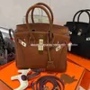 2024 Classic Bag Totes Ladies Golden Bags Tote Cow rkinbir Handbag Hand Top Quality Leather Brown Shoulder Women Brand Lock 2lomKIOK 7KUD