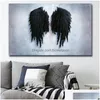 Gemälde Black Angel Wings Leinwand Malerei Große Größe Wand Bild Kunstwerk Home Dekoration Poster Druck Cuadros Decoracio Homefavor Dh9Tp