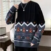 Męskie swetry Sweter męski jesienny zimowy chiński styl patchwork skoczek męski etniczny vintage luźny sweter dzianinowy sweter męski Sweter świąteczny Q231206