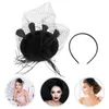 Bandanas chapéu malha bandana fascinators chapéus banque headwear 20s pillbox festa de casamento cocar cabelo hoop véu baile preto