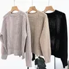 2024 Black/Khaki/Light Gray Pullovers Designer O Neck Long Sleeves Hollow Out Women Sweaters Wool Cashmere Milan Runway Sweaters Womens 120809