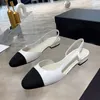 Designer de luxe femmes diapositives sandales d'été sandales chaussures chaton talon épais marque classique en cuir véritable slingback femme décontractée robe chaussure pantoufle chaussures d'usine 35-42