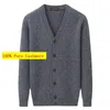 Suéteres masculinos chegada moda 100 puro cashmere cardigan vneck botão de malha jaqueta suéter engrossado tamanho xs s m l xl 2xl 3xl 4xl 231205