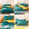 Conjuntos de cama Conjuntos de cama Evich Simplicidade idílica verde e amarelo rei rainha tamanho cama para 3 pcs quarto caso itens domésticos dhtfa