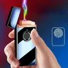 Metal Fingerprint Identification Electric Type-C Dual Arc Lighter Outdoor Windproof Blue Flame Recycling No Gas Men's Gift