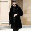 Men's Fur Faux Mauroicardi Winter Long Black Thick Warm Fluffy Soft Coat Men Sleeve Lapel Plus Size Korean Fashion 4xl 5xl 231206