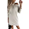 Casual Dresses European And American Leisure Single-Side Off-Shoulder Long-Sleeved T-shirt Dress Women's 2023 Autumn Comfort Simple Pullover