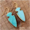 Dangle Lustre Mode Bold Arrowhead Boucles D'oreilles Femmes Amazonite Goutte Boucle D'oreille Élégant Costume Bijoux Art Cadeaux Dropshipdangle Del Dh9Ef