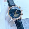 Pate Relógios de Pulso para 2023 Mens Relógios Tourbillon Cinco Agulhas Mecânicas Automáticas Wastch Alta Qualidade Top Marca de Luxo Pulseira de Couro Moda Suíça Genebra Três