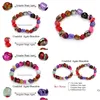 Charm armband grossist-7 chakra helande kristaller naturliga sten chips enstaka sträng kvinnor ametyst jasper agate lazi reiki drop de dhn1i